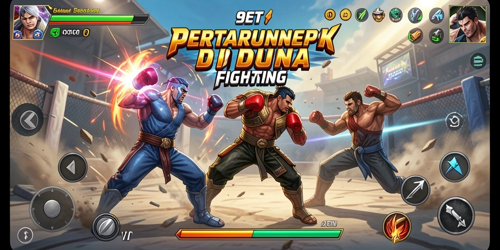 Screenshot gameplay 9ET yang menunjukkan aksi pertarungan yang epik.