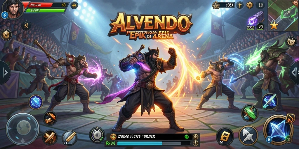 Gameplay seru dan mendebarkan dalam ALVENDO yang menampilkan pertarungan epik.