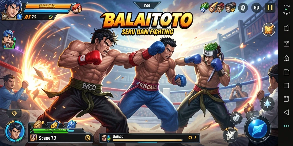 Screenshot BALAITOTO menampilkan pertarungan mendebarkan antar karakter.