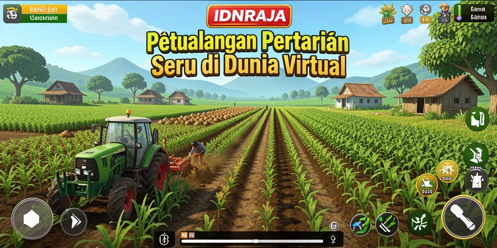 Tampilan gameplay IDNRAJA saat bertani dan mengelola ladang.