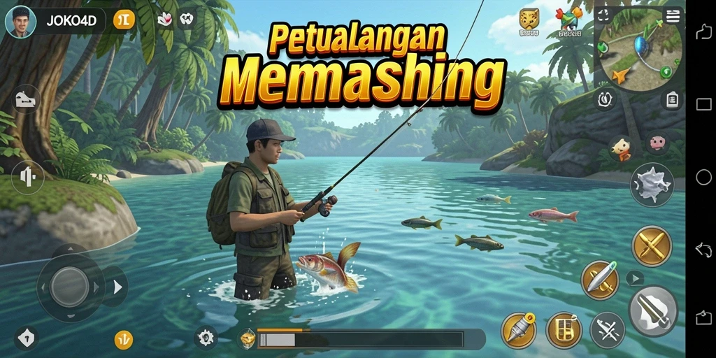 Tampilan gameplay JOKO4D yang menarik saat menangkap ikan.