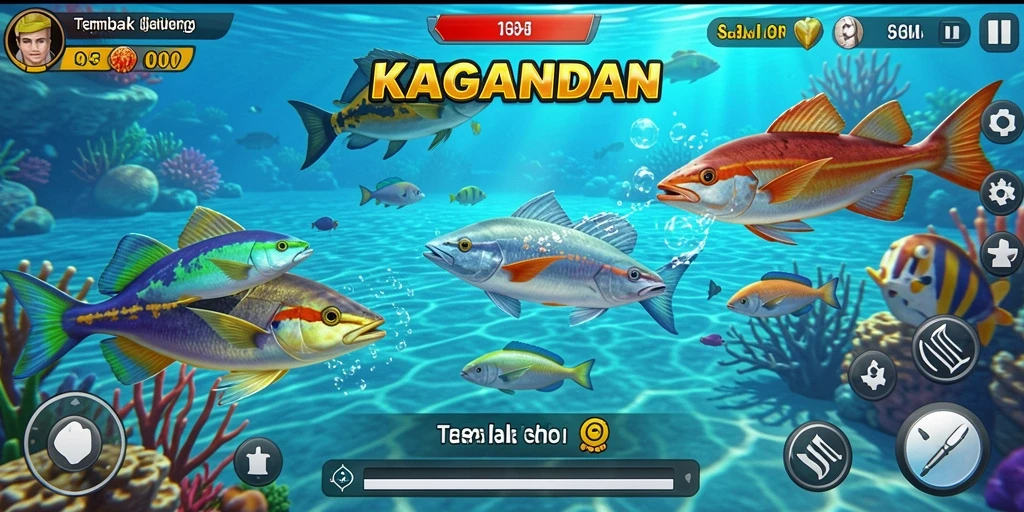 Gameplay KAGANDAN yang seru saat menembak ikan berwarna-warni.