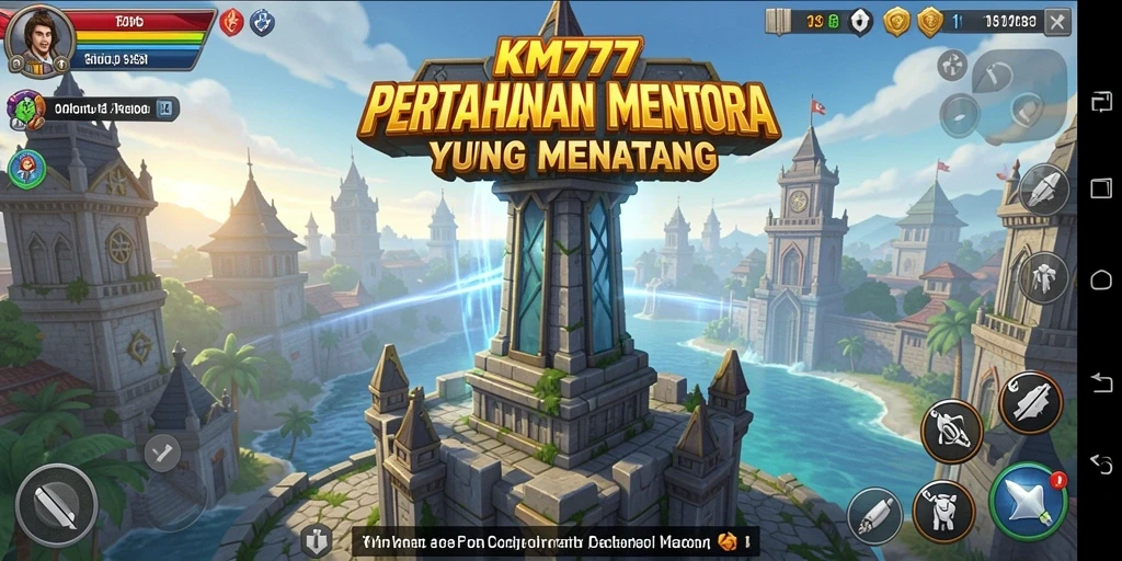 Tampilan gameplay Tower Defense yang menegangkan dalam KM777.
