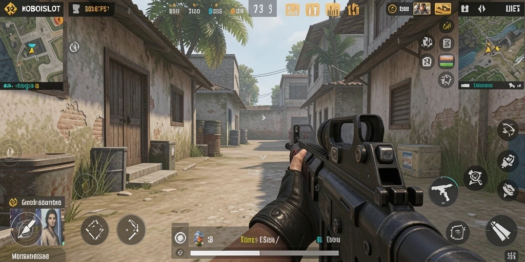 Gameplay seru di dalam KOBOISLOT dengan aksi FPS yang mendebarkan.