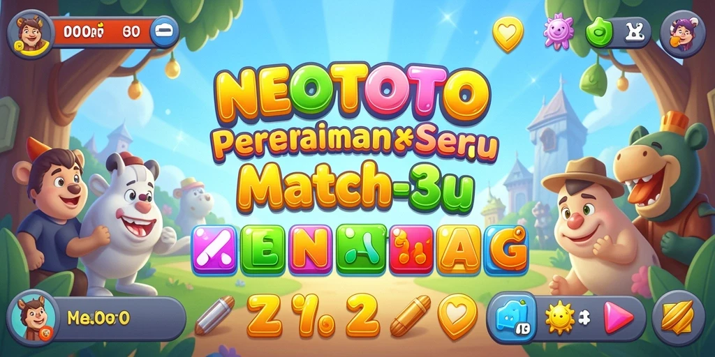 Tampilan gameplay NEOTOTO dengan berbagai objek Match-3 yang menarik.