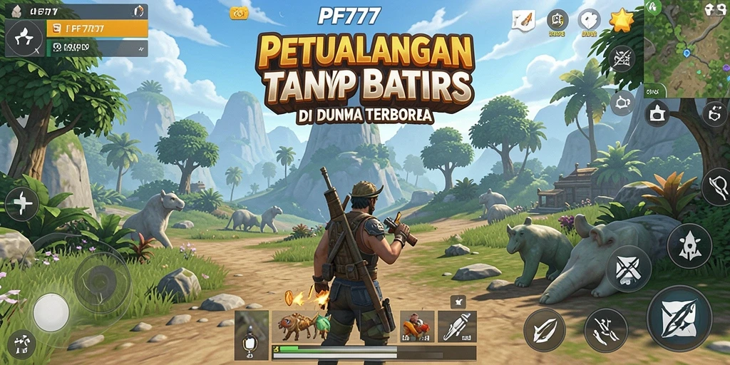 Tangkapan layar utama PF777 menampilkan aksi di dunia terbuka yang menakjubkan.