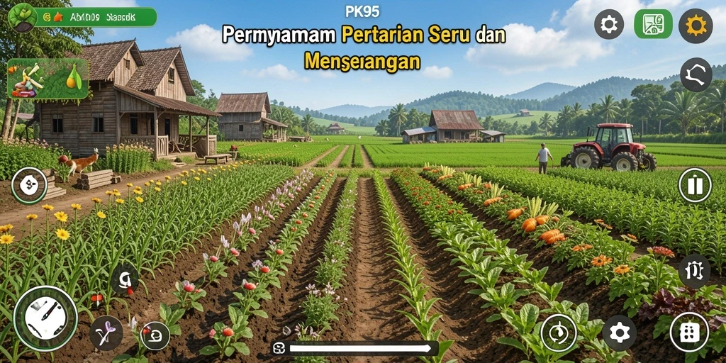 Tampilan screenshot PK95 menampilkan gameplay pertanian yang menarik dan interaktif.