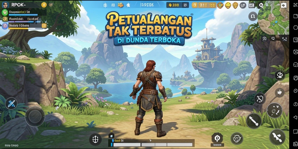 Screenshot gameplay RPOK yang menampilkan eksplorasi luas.