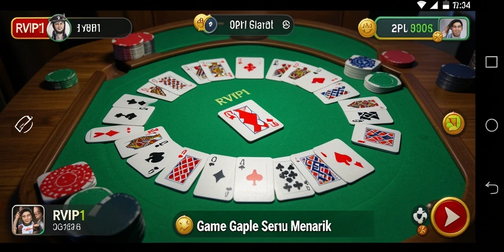 Screenshot gameplay Gaple di RVIP1 dengan tampilan yang menarik.