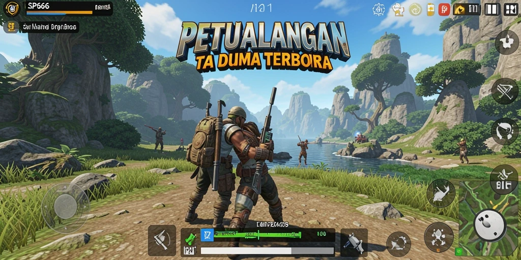 Tangkapan layar gameplay SP666 menampilkan dunia terbuka yang luas dan grafis menawan.