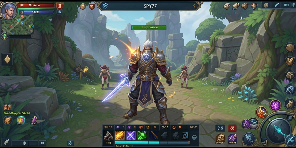 Gameplay SPY77 menampilkan pertarungan seru dalam dunia MMORPG yang kaya.