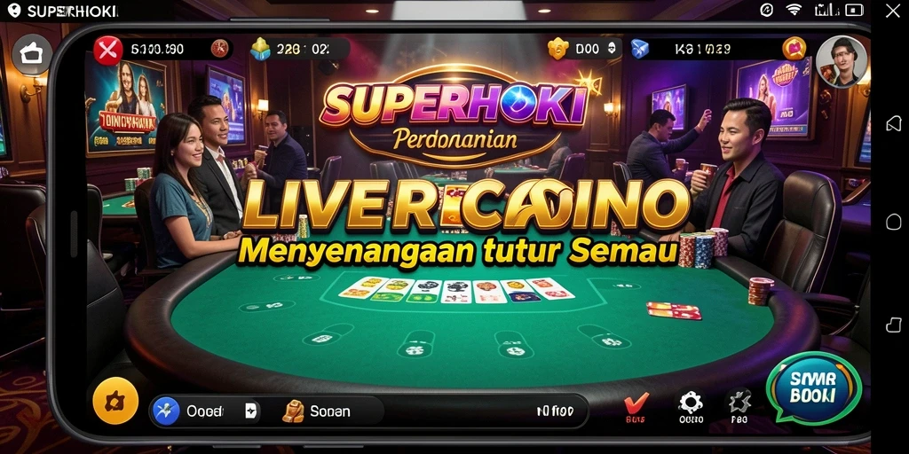 Tampilan gameplay seru di SUPERHOKI dengan dealer langsung yang profesional.